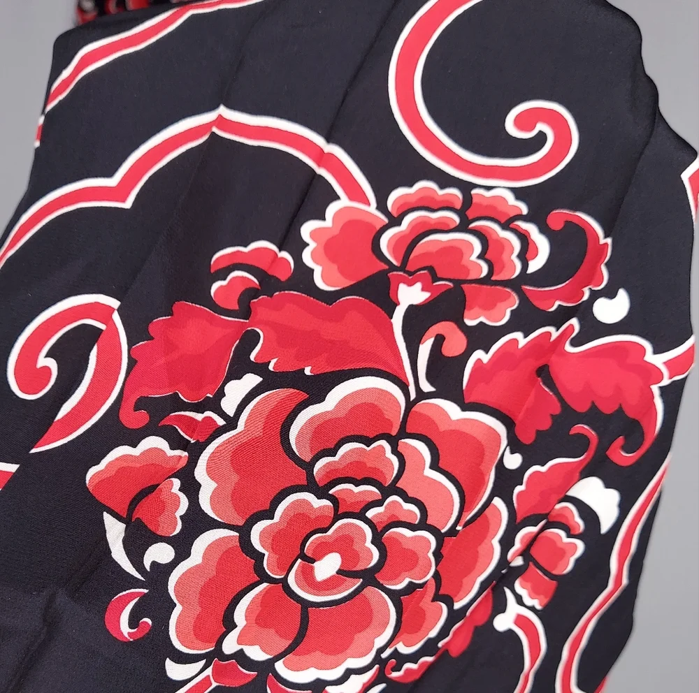 Gloria Sachs Midi Skirt 8 Dark Floral Red Trellis Designer‎ 80s Vtg Whimsy Prep